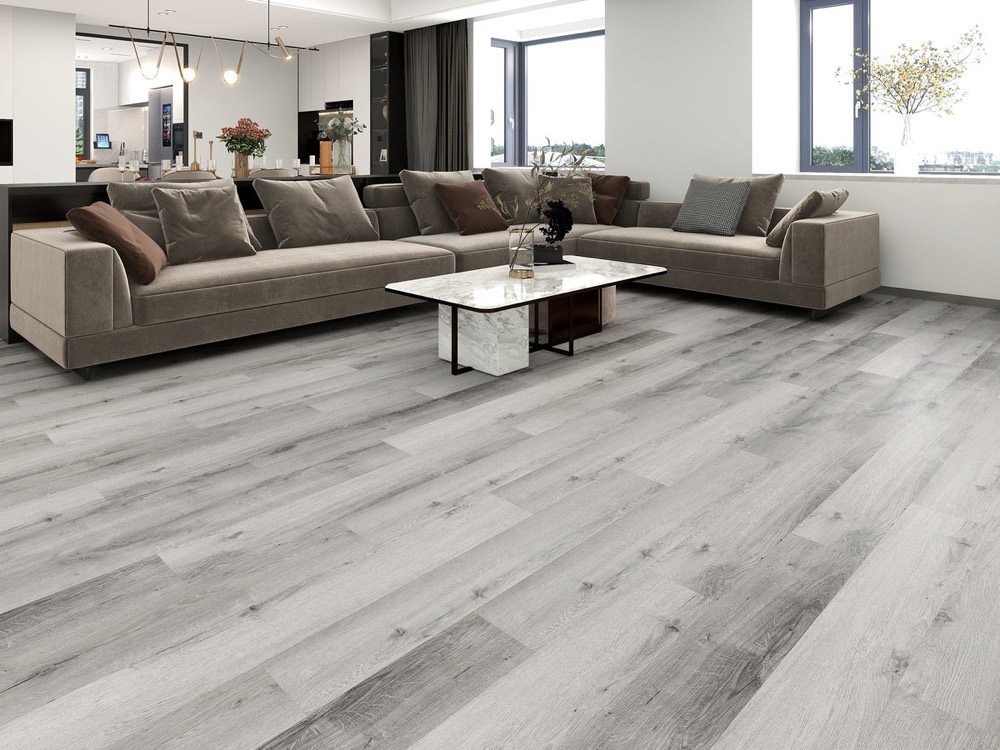 Waterproof vinyl plank flooring installed in a St. Petersburg, FL living room